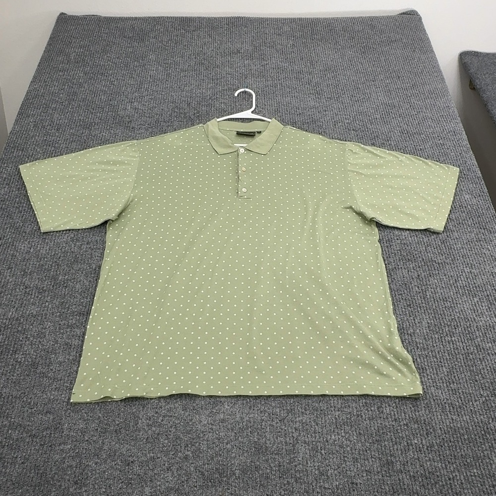 Bobby Jones Polo Shirt Mens XL Green Cotton Polka Dot Short Sleeve Golf Preppy